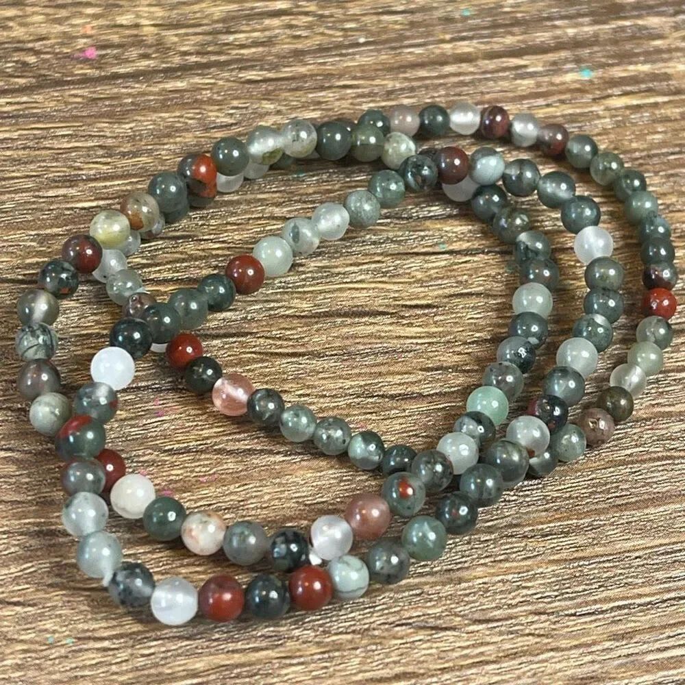 African Blood Stone NEW Crystal stretch bracelet one 7” 5mm beaded beads seftoni